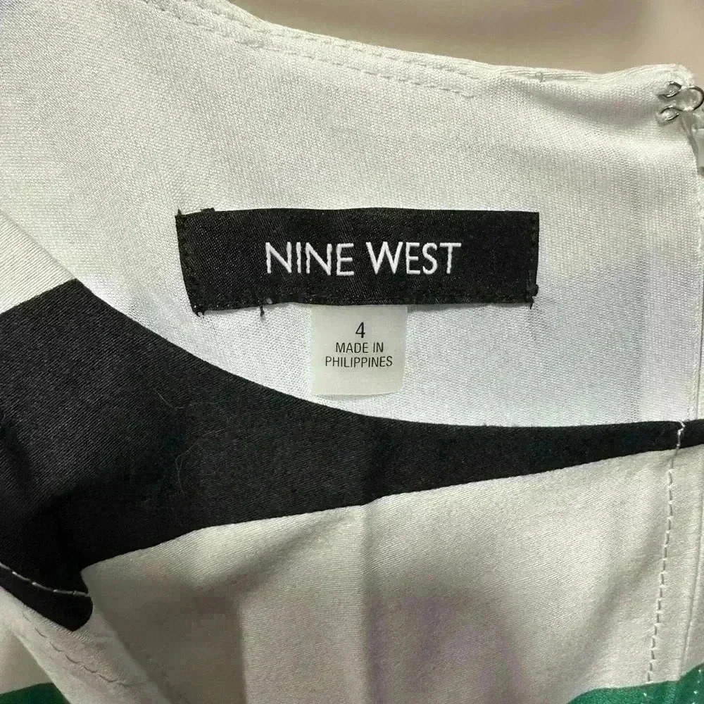 Nine West Womens Size 4 Black Multi Stripe Pocket Summer Spring Midi Dress NEW - Picture 3 of 15